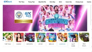 Trang web 8xbet hiển thị các trò chơi cá cược thể thao và sòng bạc